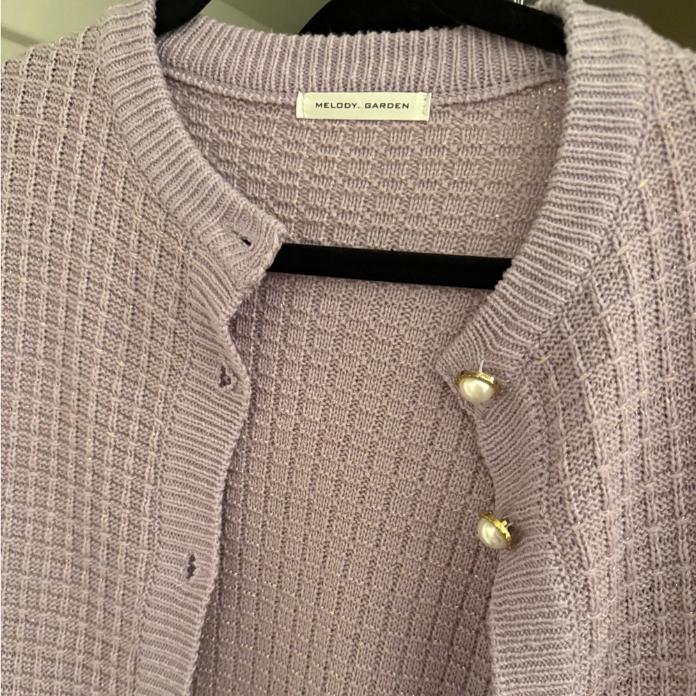 Modcloth purple with gold thread cardigan